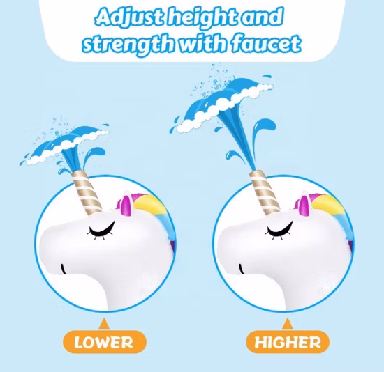 Tour gonflable adapté aux besoins du client de flotteur de piscine d'arroseur d'eau de licorne sur des jouets